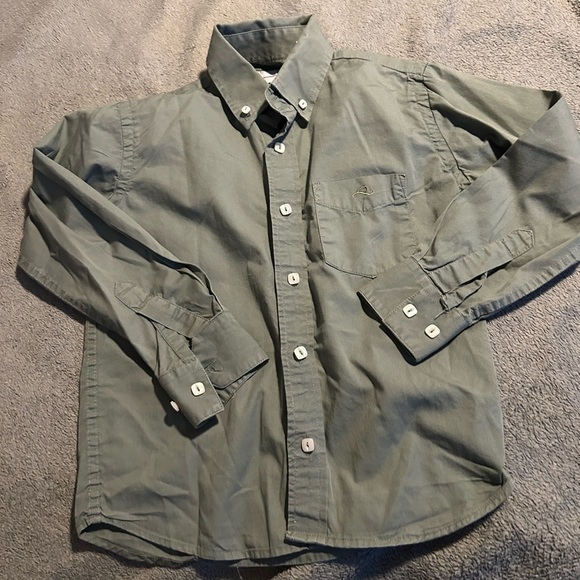 Resistol NWOT Boys western cowboy shirt square pearl button XS 100% cotton olive - Picture 2 of 7